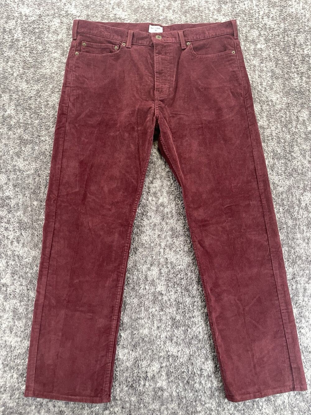 DOCKERS Corduroy Pants Men 36x29 Straight Leg Burgundy Red Indie Y2K Dadcore